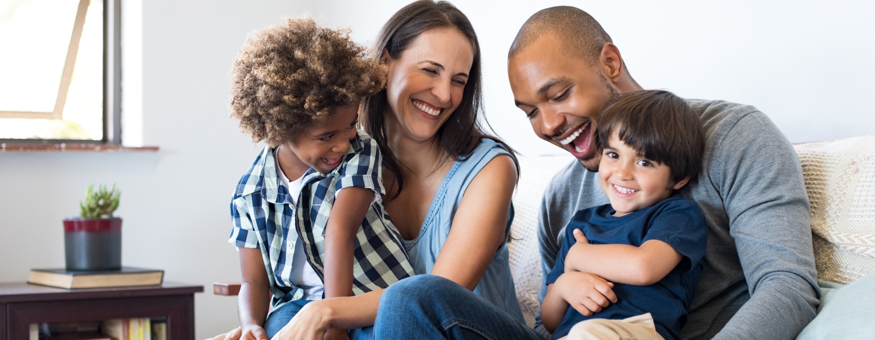 family on couch