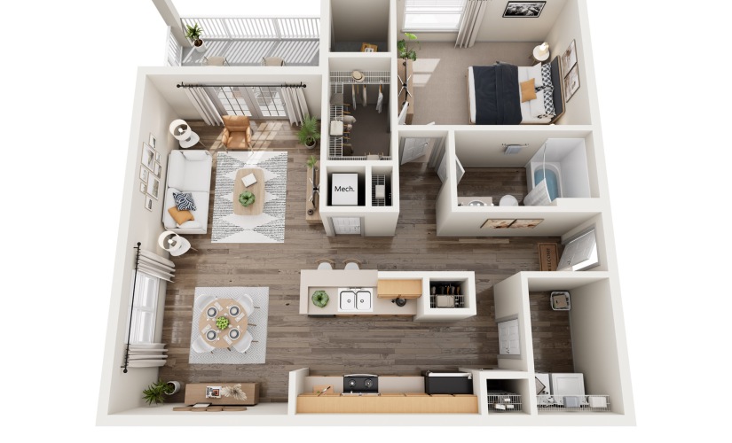 1-bedroom, 1-bathroom apartment