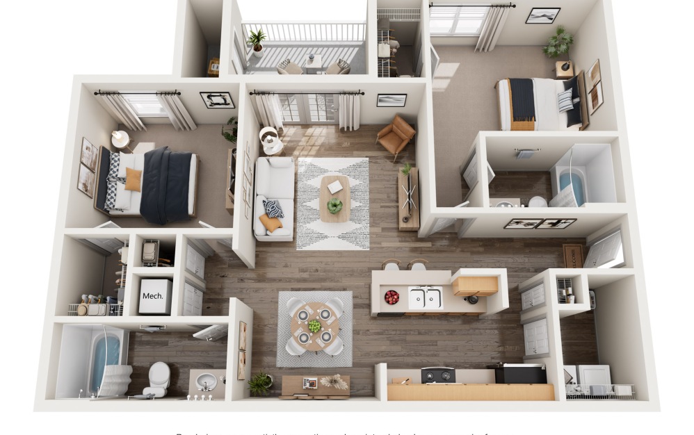 2-bedroom, 2-bathroom apartment