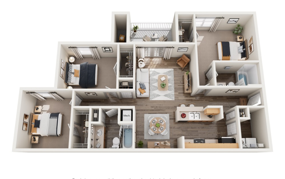 3-bedroom, 2-bathroom apartment